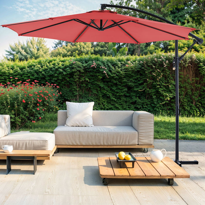 Bigleap 10ft Offset Umbrella Cantilever Patio Hanging Umbrella Outdoor Market Umbrella with Crank & Cross Base Suitable for Garden, Lawn, backyard and Deck,Blue