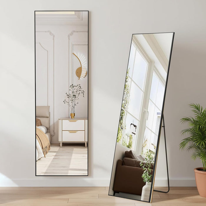 SIMENMAX Full Length Mirror, 21"x64" Nano Glass Floor Mirror, Standing Rectangle Floor Mirrors Body Dressing Wall-Mounted Mirror for Living Room, Bedroom,Black