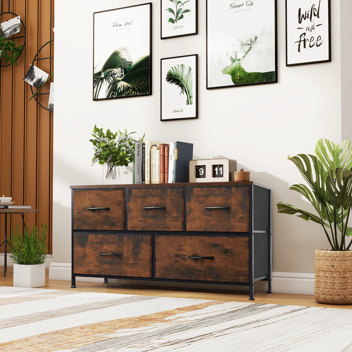 5 Drawers Fabric Dresser, Nightstand With Wide Chest Of Drawers,Storage Tower Storage Dresser Closet For Living Room, Bedroom, Hallway