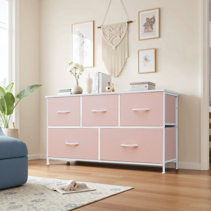 Beddle Dresser with Fabric Drawers for Bedroom, Wide Storage Chest with Drawer Organizer for Closet or Living Room
