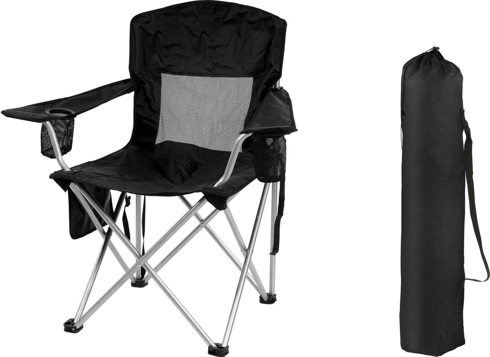 Simenmax Folding Camping Chair Recliner - Portable Outdoor Chair with Mesh Back, Cup Holder & Storage for Beach, Lawn, Camping，Black