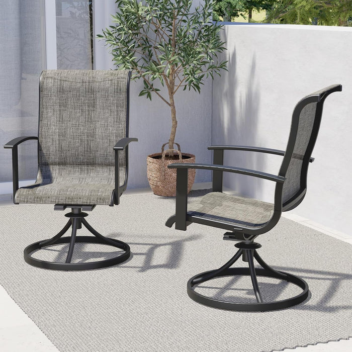 Betcozy Patio Chairs Set of 2, Outdoor Swivel Mesh Sling Rocking Chairs, for Front Porch, Garden, Patio, Backyard, Coffee