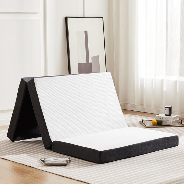 Simenmax Folding Mattress 4 Inch Tri Folding Memory Foam Mattress, Portable Trifold Mattress Topper with Breathable Cover, Foldable Floor Mattress Guest Bed for Camping, Travel, QUEEN