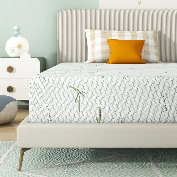 TwinXL Mattress, 6 inch Green Tea Cooling Gel Memory Foam Mattress in a box, Medium Firmness Mattresses with Bamboo Knit cover, Made in USA
