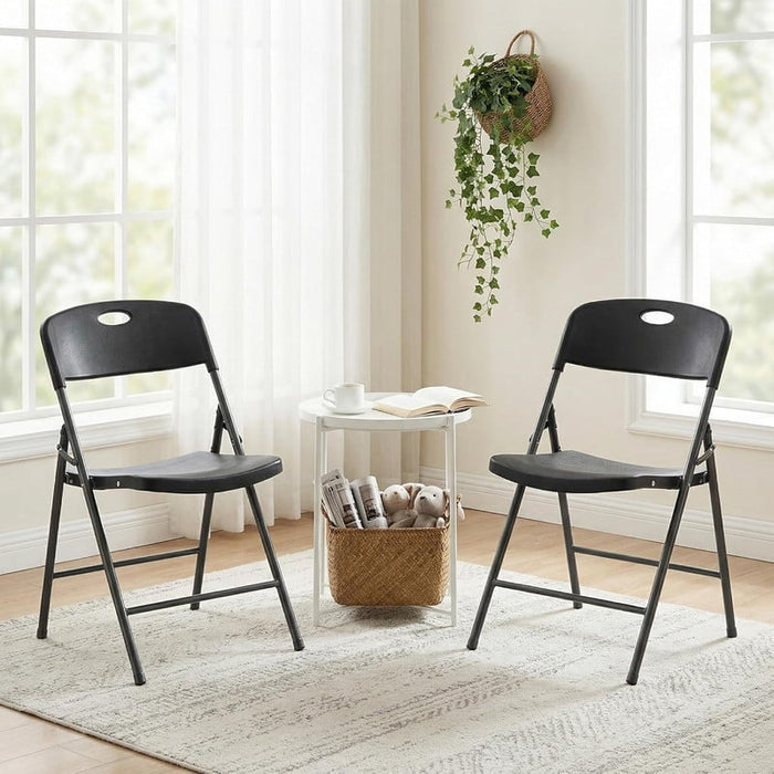 Bigleap 2-Pack Plastic Folding Chairs – Lightweight & Portable for Home, Office, Wedding, Party, Camping, Black