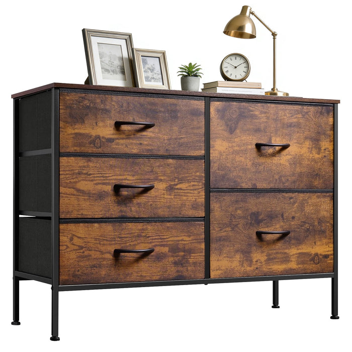 Betcozy 5-Drawer Storage Dresser, TV Stand with Storage, Organize Cabinet for Living room, Entry Way, Office,Brown