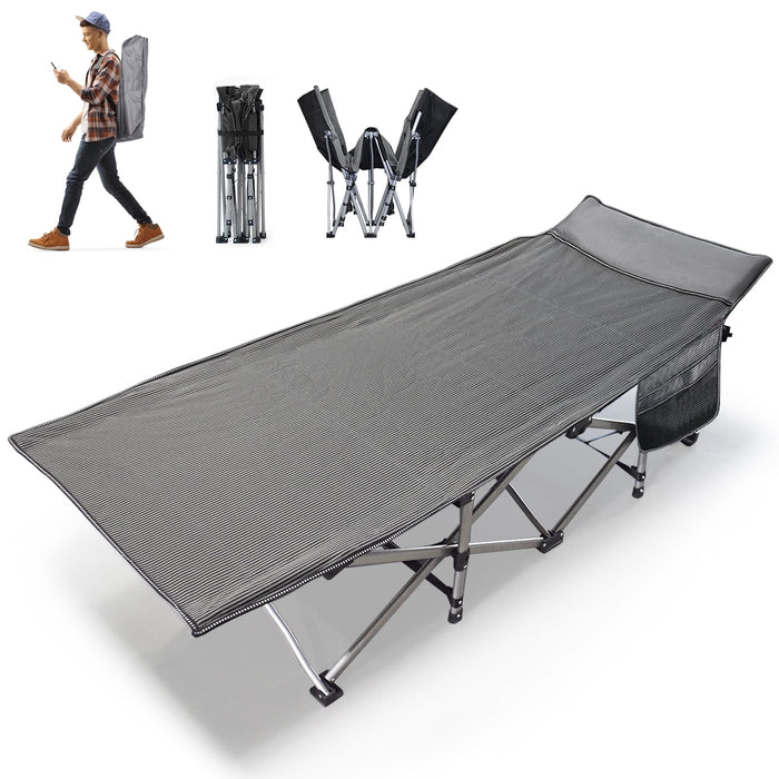 Betcozy Camping Cot, Portable Folding Bed Cot for Rest, 1200D Double Layer Oxford, Gray