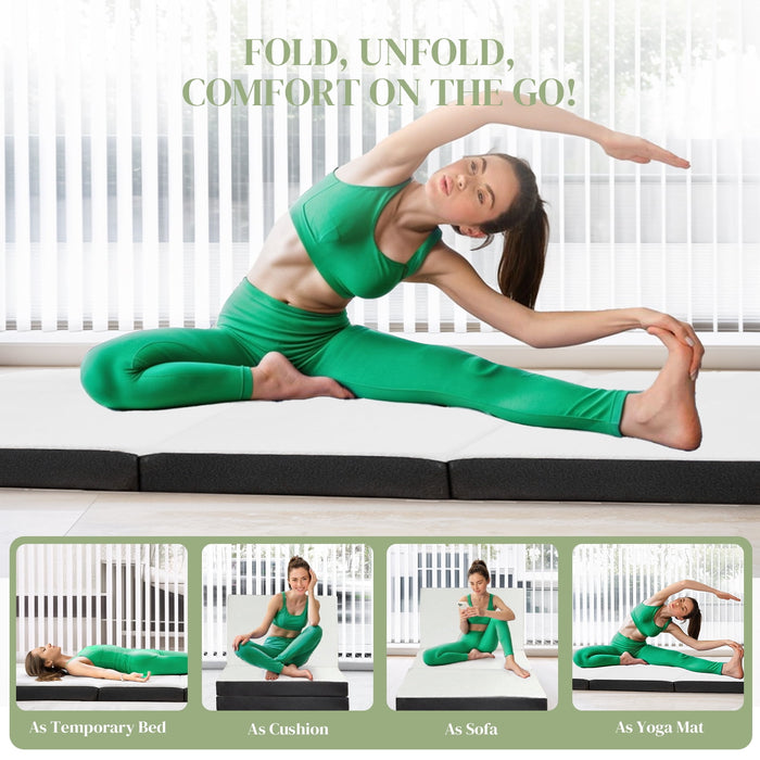 Beddle Tri-Fold Memory Foam Mattress with Cover, Foldable Single Size Mattress Topper