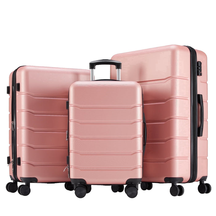 Taoset 20" + 24" + 28"Inch Expandable Hard Shell  Luggage Set, ABS Suitcase with Dual Spinner Wheels, TSA Locks, 3-Piece Spinner Suitcase Set, Pink