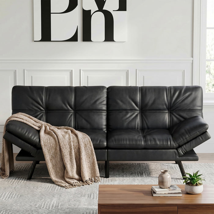 71" PU Leather Sofa Bed, Foldable Convertible Lounge Chair, Perfect for Living Room, Office and Apartment, Black