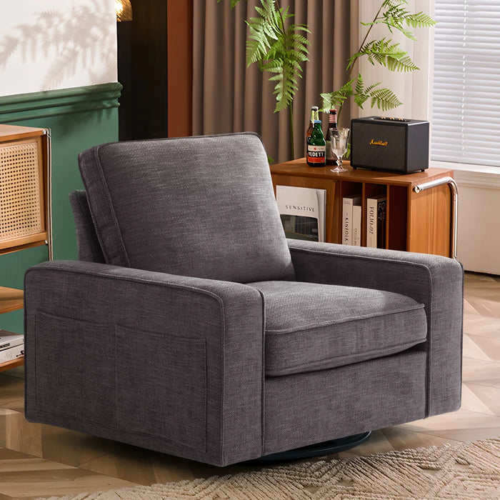 Simenmax Modern Single Sofa Chair, Club Chairs with Side Bags, Comfy Accent Armchair for Living Room Bedroom Dark Gray