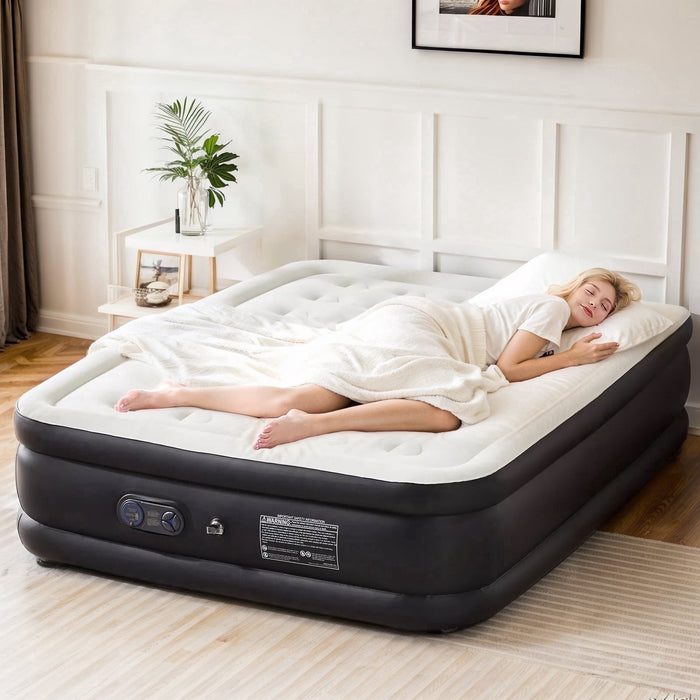 Taoset Air Mattress Twin, Built in Pump, 16-Inch Raised Inflatable Blow up Camping Bed, Self-Inflating Portable Colchones Inflables for Guests, Home, and Travel, 660lbs Weight Capacity