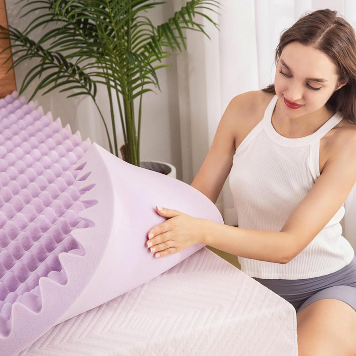 Smaioer Mattress Topper, Egg Crate Memory Foam Mattress Topper,Pressure Relief for Back Pain