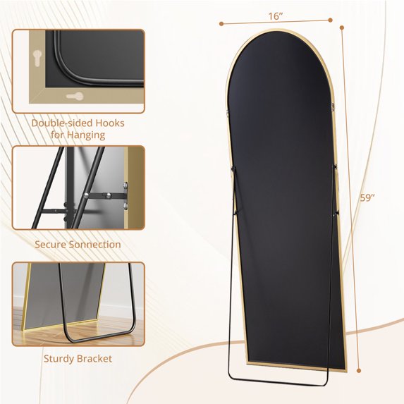 Sybels  Floor Mirror, 59" Full-Length Mirror in Aluminum for Bedroom & Living Spaces