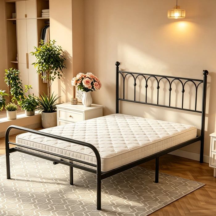 Full Size Metal Platform Bed Frame, Heavy Duty Bed Frame with Headboard, Under Bed Storage Space, Sturdy & Durable, No Box Spring Needed, Black