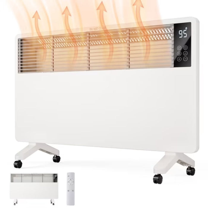 Taoset 1500W Electric Panel Space Heater, Wall Mounted or Freestanding with Wheels, Quiet Fanless Convection Heater for Bedroom Office, White
