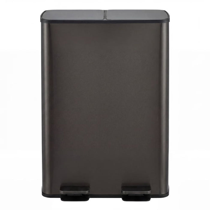 Taoset Kitchen Trash Can, 16 Gallon Garbage Can with Dual Inner Bins, 60 Liter Large Capacity Trash Can with Soft-Close Foot Pedal, Stainless Steel, Black