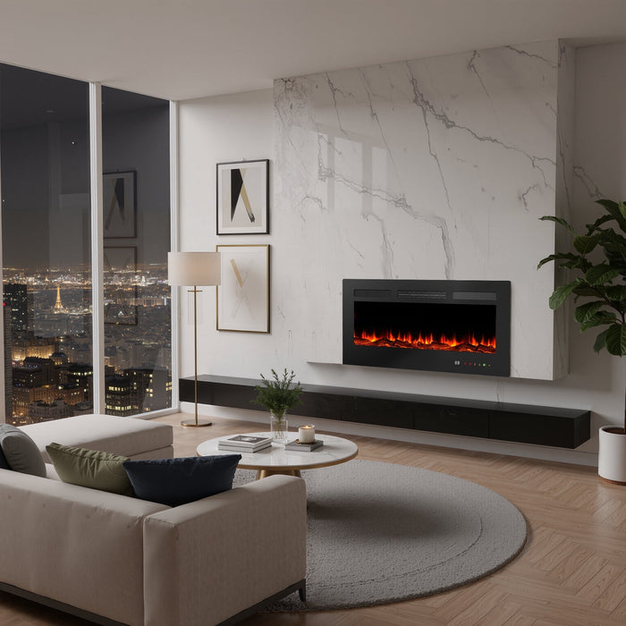 Taoset Electric Fireplace, 36" Fireplace Heater with Remote, Adjustable Flame Color with Timer, Touch Screen, 1500W/750W Wall Mounted, Recessed Insert, Freestanding