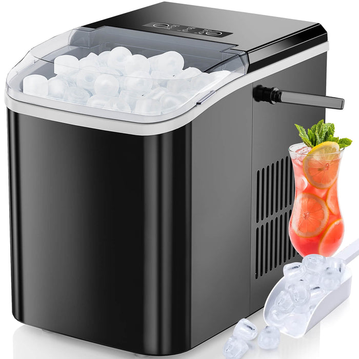 TINKLE WELL Countertop Ice Maker Machine, Portable Self-Cleaning Ice Machine with Ice Scoop-black