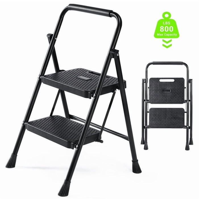 Blorly Portable Ladder, Foldable 2-Step Stool with 20" Wide Non-Slip Pedal, Lightweight and Heavy duty, Hold up to 800lbs