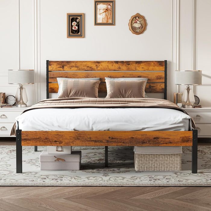 Blorly Queen Size Bed Frame, Bed with Headboard, 800LBS Heavy Duty Mattress Foundation with Steel Slats Support (No Box Spring Needed)