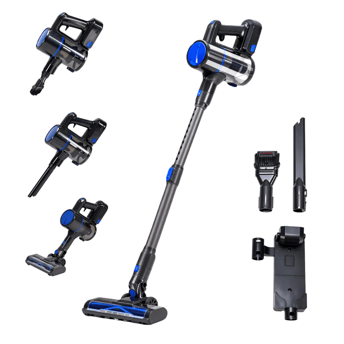 Taoset 3-in-1 Cordless Stick Vacuum Cleaner with LED Brush Head - Lightweight Rechargeable Vacuum for Hardwood Floors & Pet Hair, Black Blue