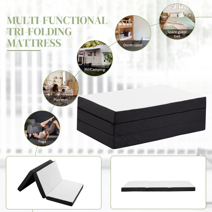 Smiaoer 3 inches Tri-Fold Memory Foam Mattress with Cover, Foldable Mattress Topper