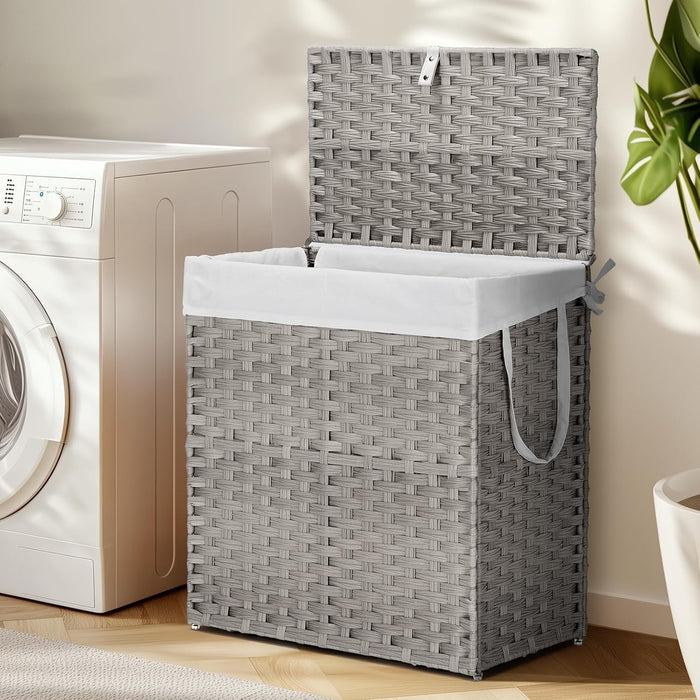 Blorly Hamper with Lid, laundry basket鈥揕arge Capacity Clothes Basket, 29.1 Gallon (110L) Bin for Bedroom, Bathroom, and Wash Room, Gray