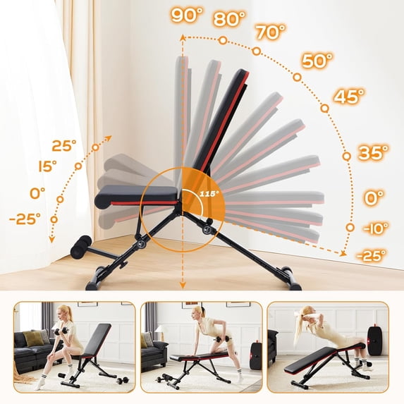 Parcus Adjustable Weight Bench, 795LBS Capacity Foldable Workout Bench for Home Gym, Incline Decline Bench Press for Full Body Strength Training