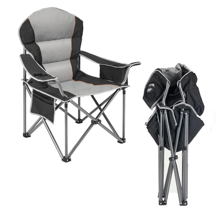 Blorly Folding Camping Chair for Adults, Heavy Duty Outdoor Chair with Carry Bag,300 D Layer Oxford Travel Camp, Black