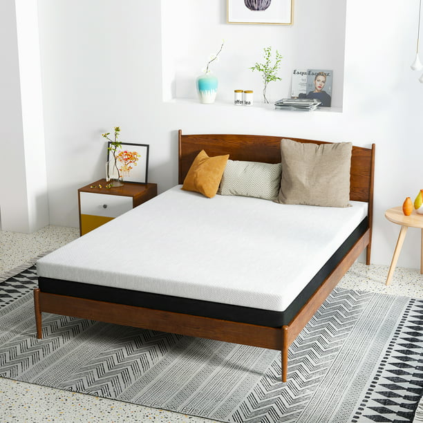 2 in 1 Full Mattress, 6 Inch Gel Memory Foam Mattress with Cover, Pressure Relief and Pain Ease, Medium Firmness,White Mattress topper in a box, Made in USA