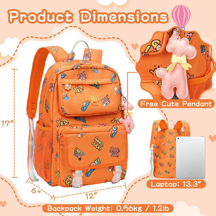 Laptop Backpacks, 17 Inch School Bag College Backpack Large Travel Daypack Bookbags for Teens Girls Women Students, Orange