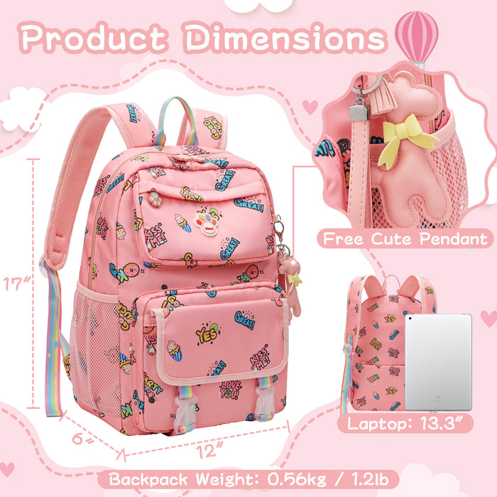 Laptop Backpacks, 17 Inch School Bag College Backpack Large Travel Daypack Bookbags for Teens Girls Women Students, Pink