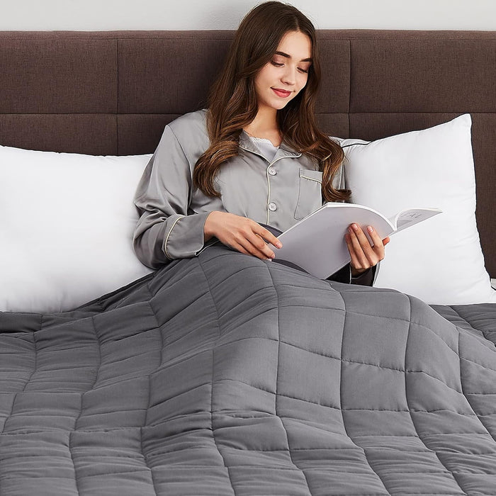Weighted Blanket for Adults, Cooling Breathable Heavy Blanket with Premium Glass Beads, Soft Thick Blanket for All-Season (Dark Grey,Full Size 48"x72"-15lbs)