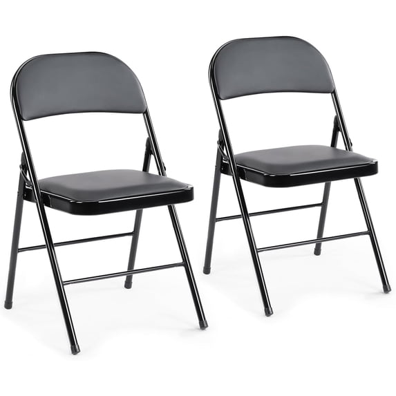 Parcus Folding Chairs with Padded PU Leather Seat and Metal Frame, Indoor/Outdoor Use