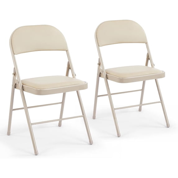 Parcus Folding Chairs with Padded PU Leather Seat and Metal Frame, Indoor/Outdoor Use