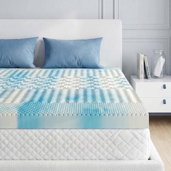 Beddle 2/3/4" Mattress Topper, Cooling Gel CertiPUR-US Memory Foam, Pressure Relief