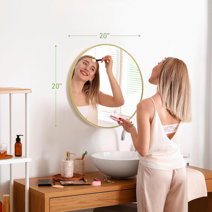 Sybels 20"Gold Round Wall Mirror - Perfect for Bathroom Vanity, Living Room, Entryway