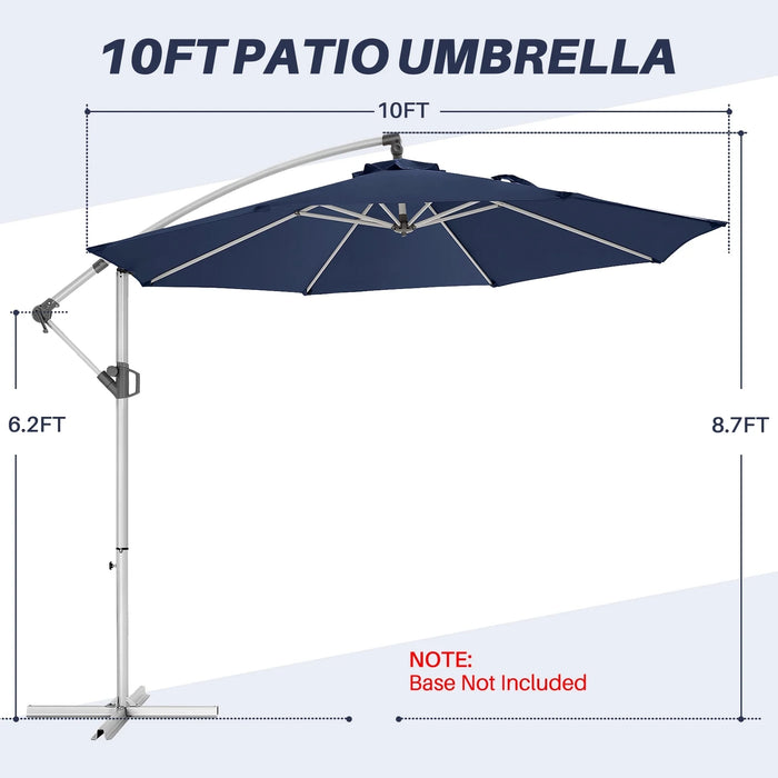 10FT Offset Patio Umbrella, Hanging Cantilever Outdoor Sun Shade with UV Protection for Backyard, Lawn, Garden and Pool