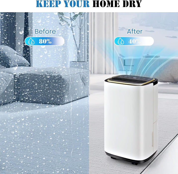 Sybels 50 Pint Dehumidifier with Hose for Basement, 4500 Sq.Ft Home Moisture Remove, 1.58 Gallon Tank, Quiet for Whole House, Bedroom, Bathroom