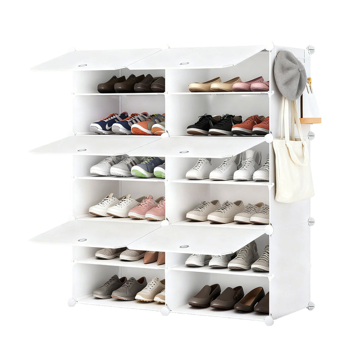 Sybels High-Capacity Shoe Rack (24 Pairs) – 6 Shelves with a Door for Entryway, Closet, Bedroom Storage, White
