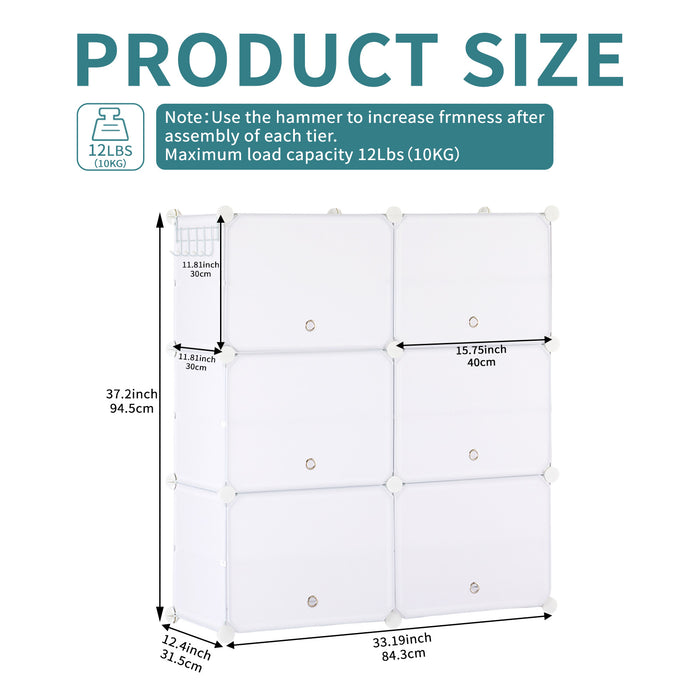 Sybels High-Capacity Shoe Rack (24 Pairs) – 6 Shelves with a Door for Entryway, Closet, Bedroom Storage, White
