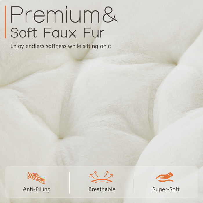 Sybels Cozy Saucer Chair: XL faux fur lounger for bedrooms, dorms & gaming，Foldable moon/mushroom design saves space， White