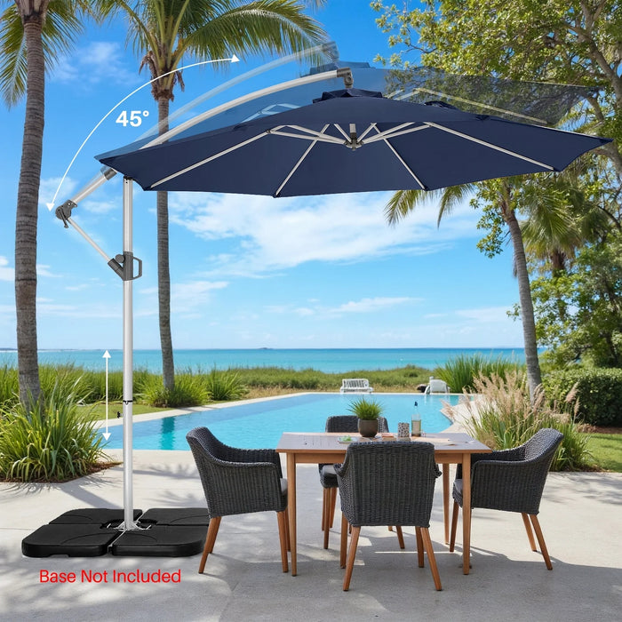 10FT Offset Patio Umbrella, Hanging Cantilever Outdoor Sun Shade with UV Protection for Backyard, Lawn, Garden and Pool