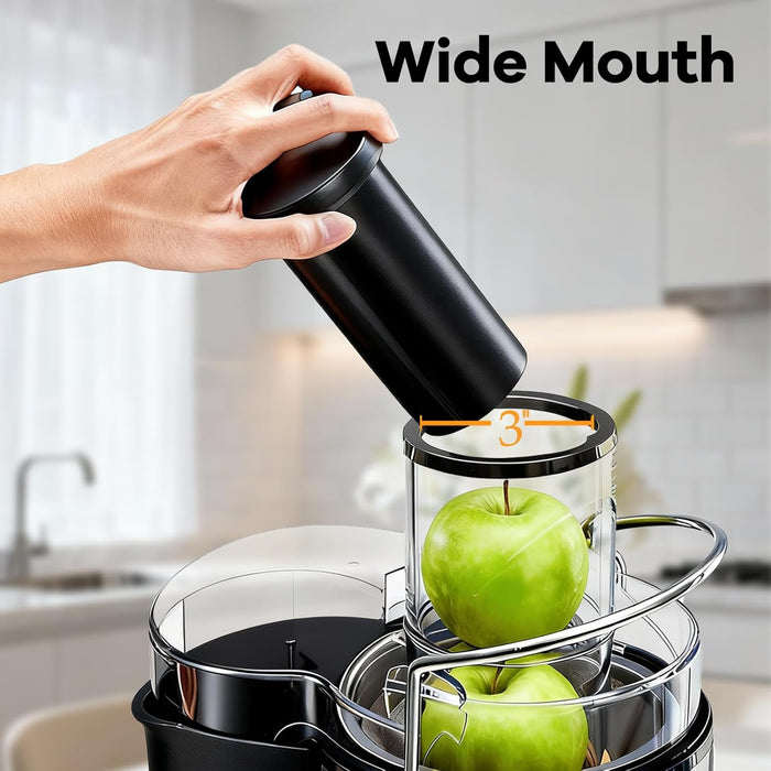 Sybels 700W High-Speed Centrifugal Juicer, 3" Wide Chute for Whole Fruits, 15000 RPM Maximum, BPA-Free, Easy to Clean, Silver