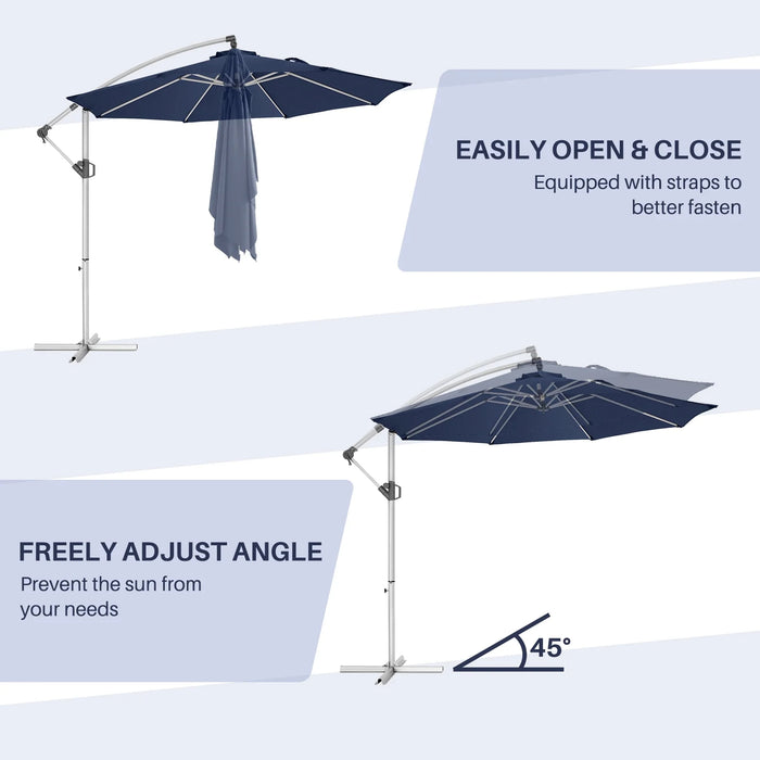 10FT Offset Patio Umbrella, Hanging Cantilever Outdoor Sun Shade with UV Protection for Backyard, Lawn, Garden and Pool