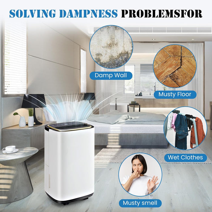 Sybels 50 Pint Dehumidifier with Hose for Basement, 4500 Sq.Ft Home Moisture Remove, 1.58 Gallon Tank, Quiet for Whole House, Bedroom, Bathroom