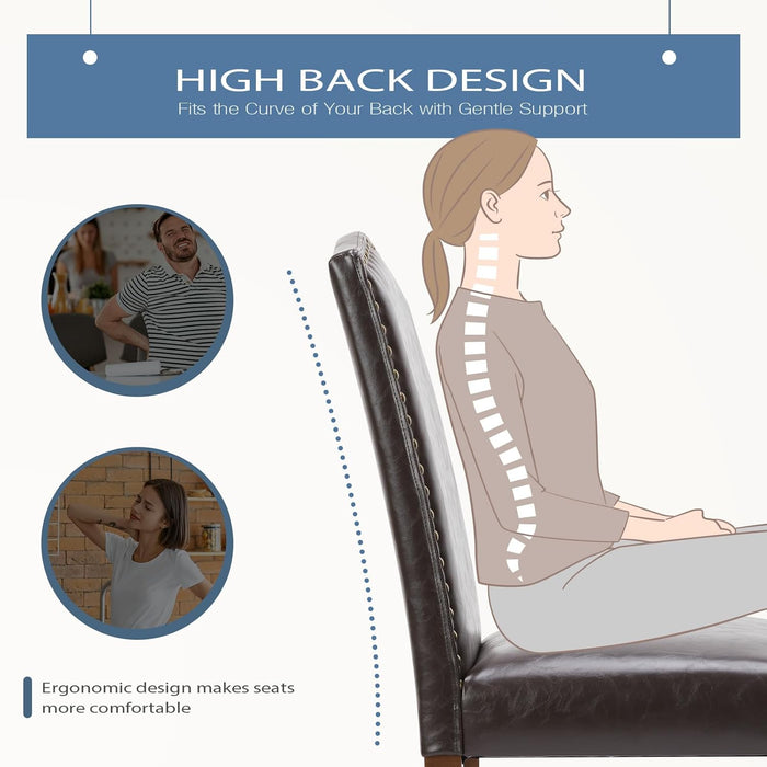Sybels Set of 2 Modern Dining Chairs with Padded Leather Seat and Wooden Legs for Living Room, Dining Room, Dark Brown