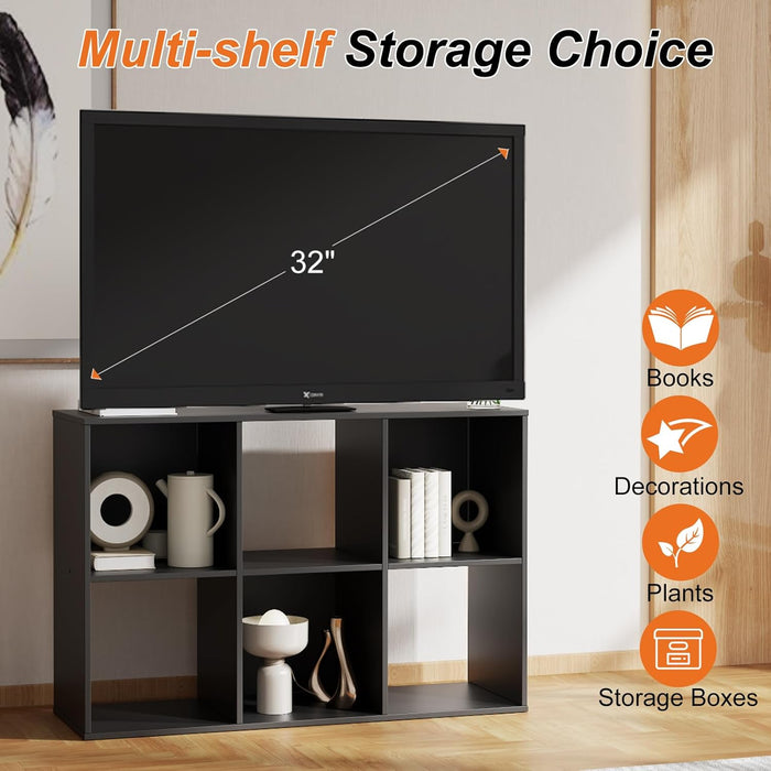 Sybels Cube Storage Shelf, 6-Cube Bookshelf with Removable Dividers，a Versatile Organizer , suitable for living rooms, home offices, and bedrooms, Black