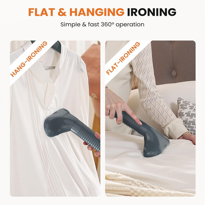 Sybels Standing Garment Steamer – 1500W Strong Power, Wheels for Convenient Mobility, 1.7L Tank Supports 55 Mins Non-Stop Steaming, Professional 45-Second Fast Heat Wrinkle Eraser, Grey